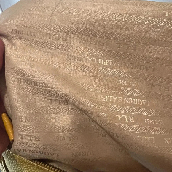 Lauren Ralph Lauren Mustard Pebbled Leather Crossbody Gold Hardware - Picture 4 of 12